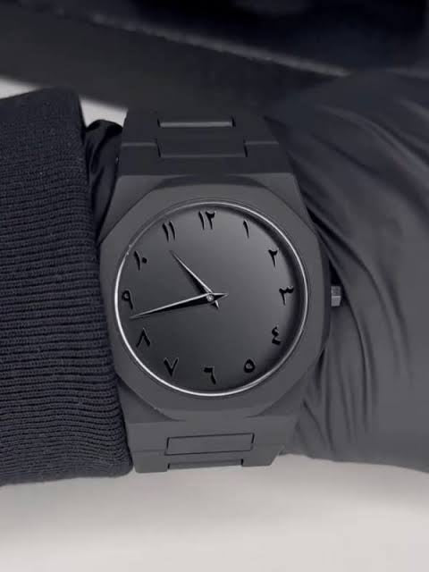 Arabic Black Aura Watch  Elegant & Lightweight