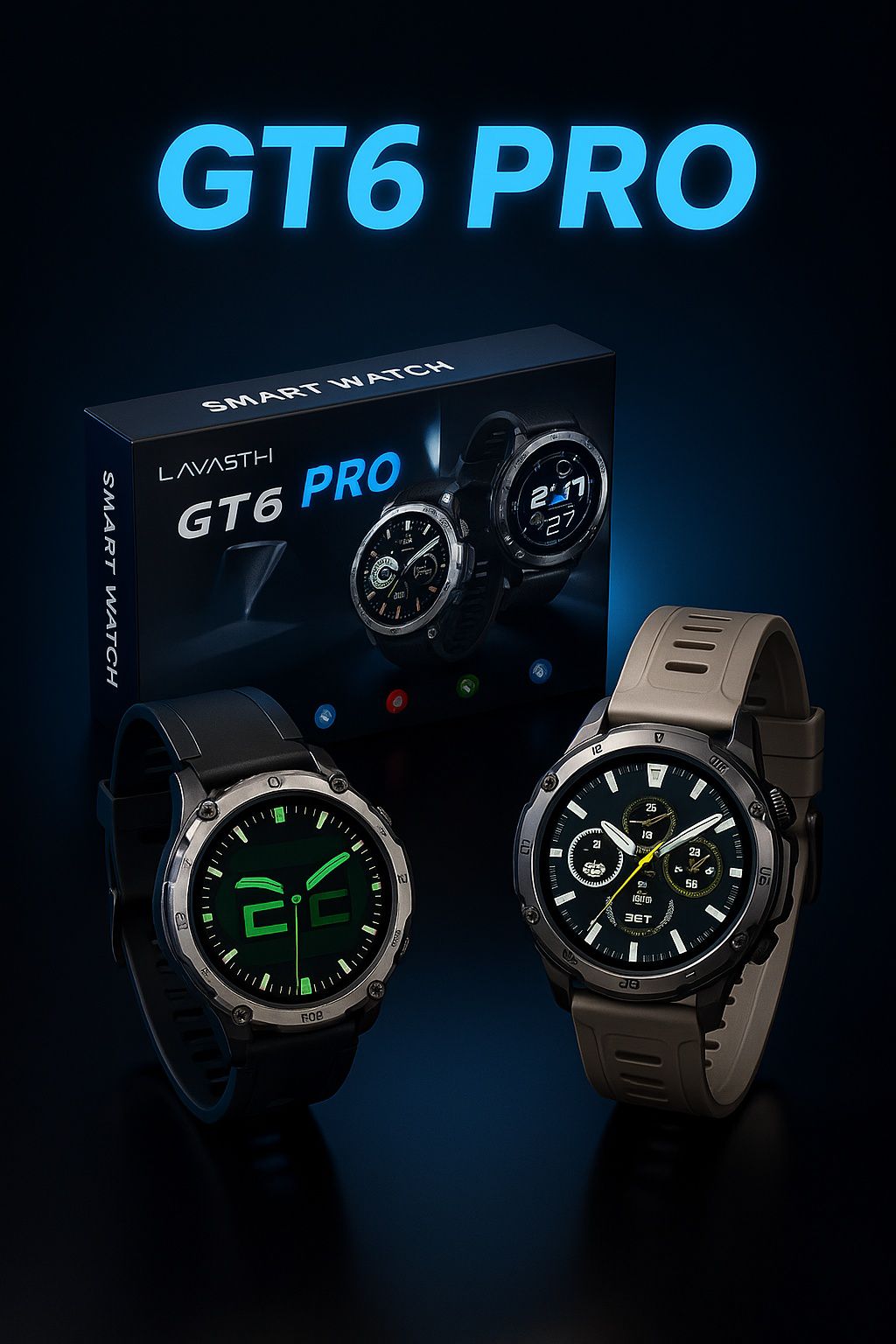 Gt6 Pro Smart Watch ⌚️ Round Dial Bluetooth Connected With Charger 🔌 (Box Pack)